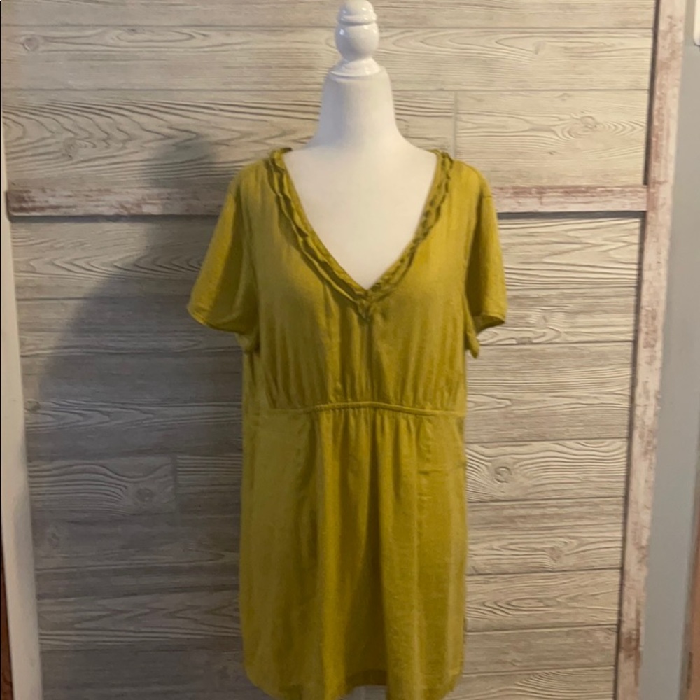 Boden ruffle neckline 100% linen blouse yellow